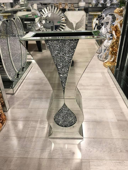 XXL DIAMOND CRUSHED MIRRORED FLOWER FLOOR VASE