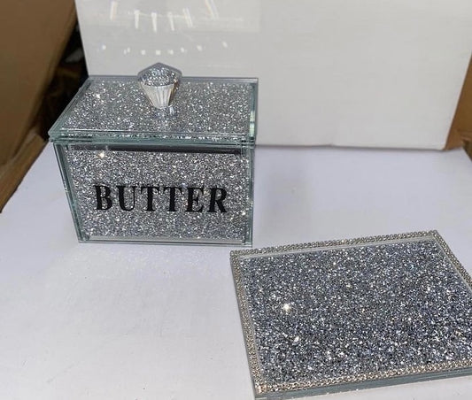 Stunning Diamond Crushed Butter Container