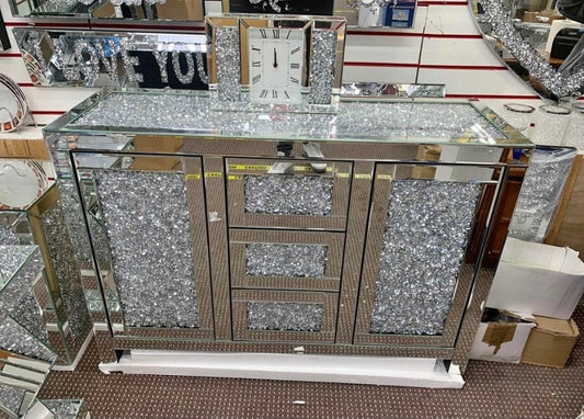 DIAMOND MIRRORED 5 PIECE TABLE DRAWER