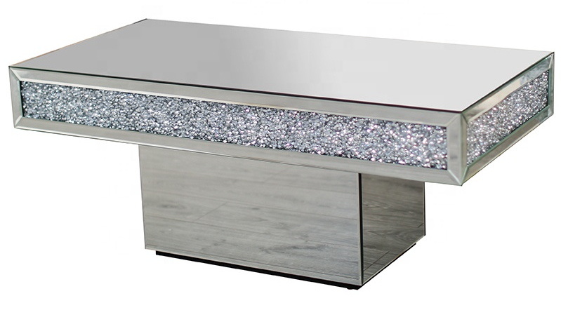 Diamond Crushed Mirrored T Shaped Table