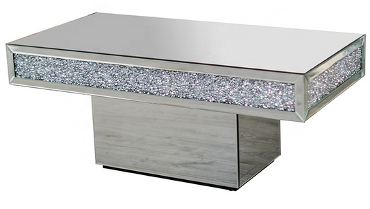 Diamond Crushed Mirrored T Shaped Table
