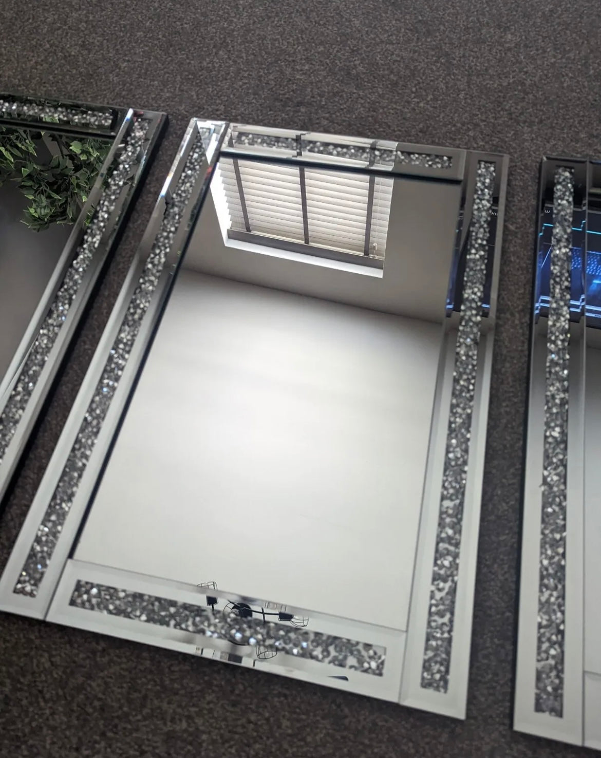 Diamond Crushed 3 Piece Set Wall Mirrors