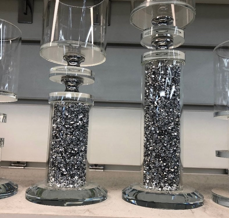 Crushed Diamond Filled Glass Holders set of 3