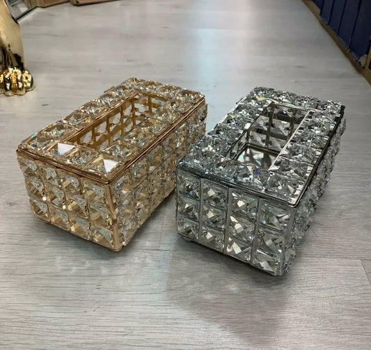 CRYSTAL GOLD/SILVER TISSUE HOLDERS