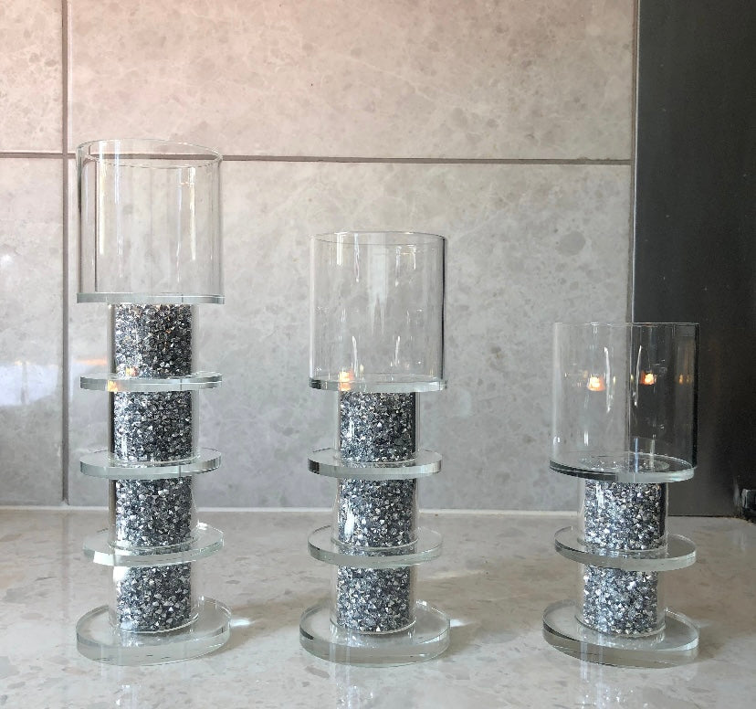 Diamond Crushed Candle Holder set