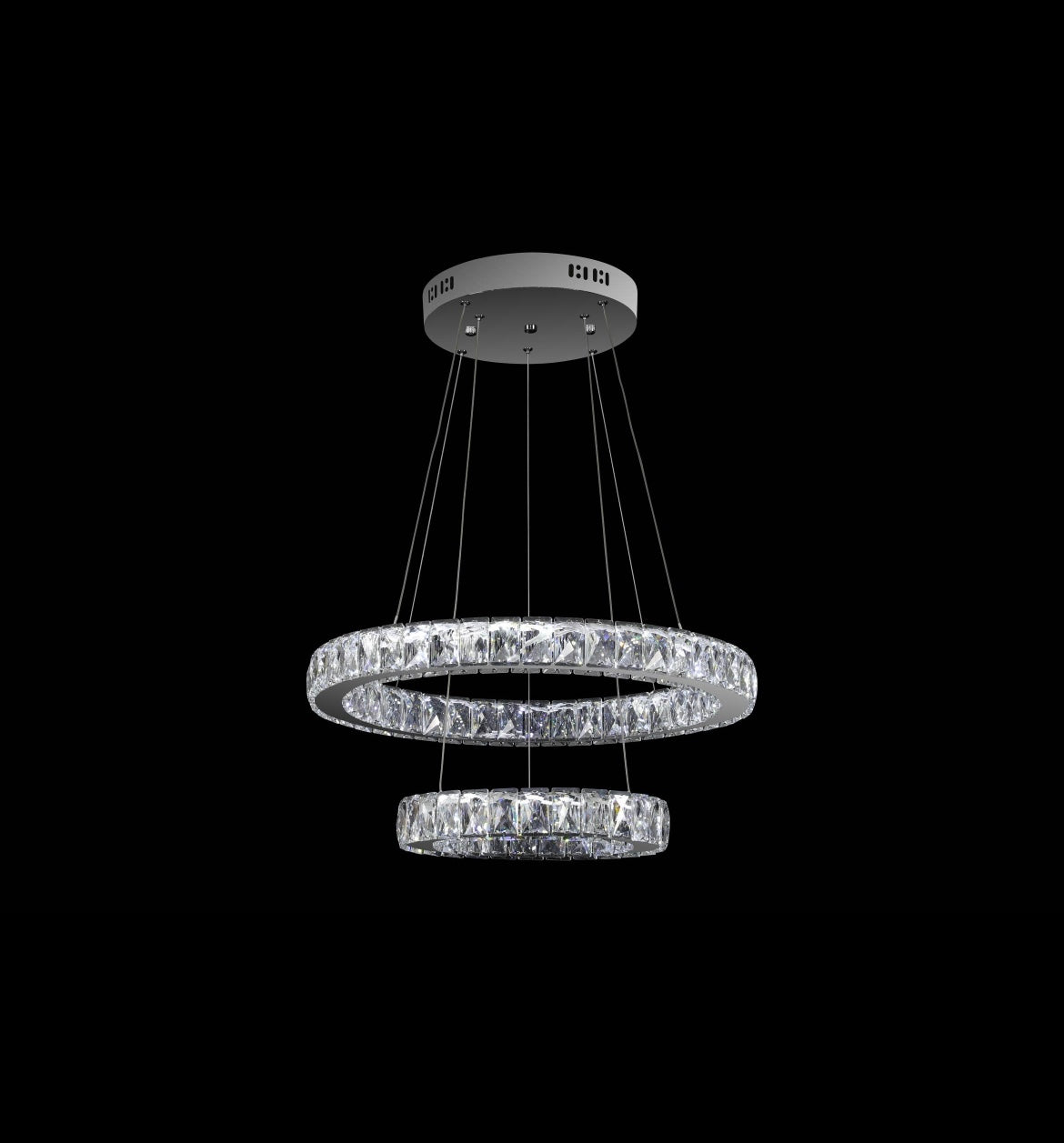 Crystal Twin Ring Chandelier Light
