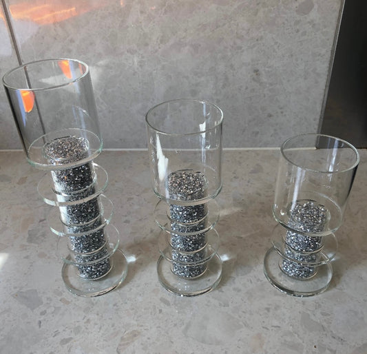 Diamond Crushed Candle Holder set