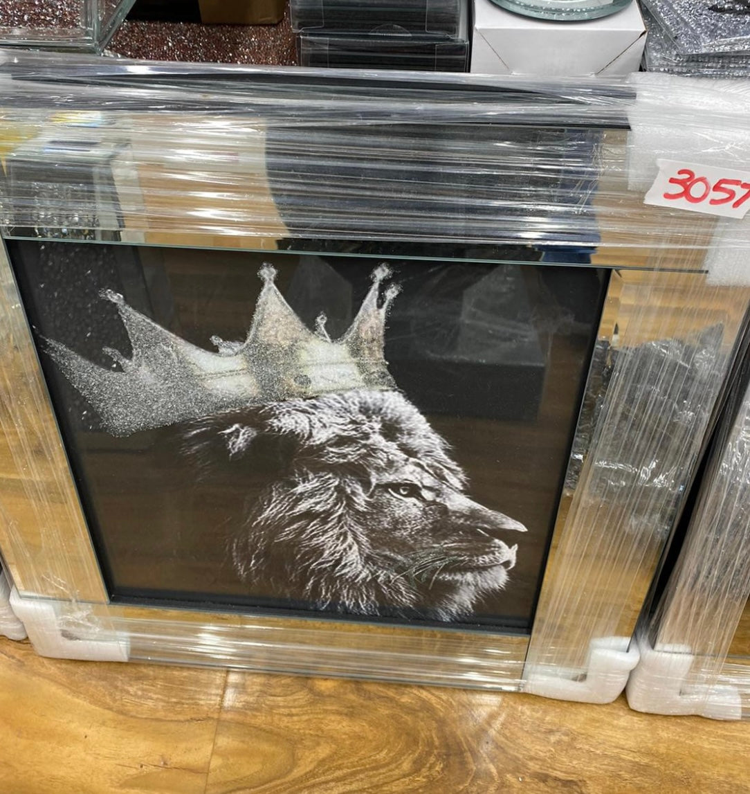 Mirrored XL Lion King Queen Frame