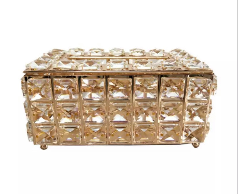 CRYSTAL GOLD/SILVER TISSUE HOLDERS