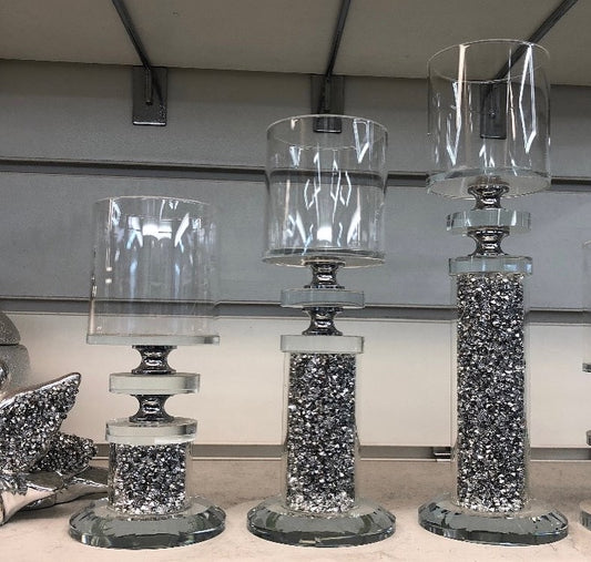 Crushed Diamond Filled Glass Holders set of 3