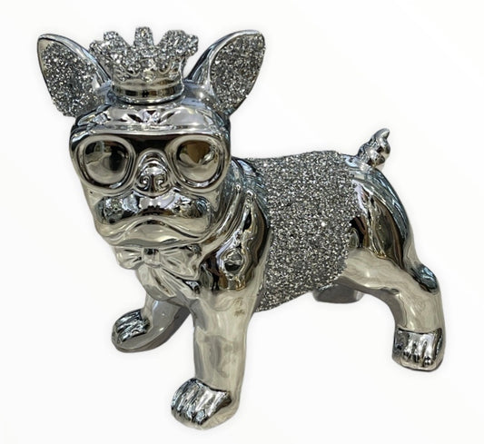 Diamond Crushed Bull Dog Ornament