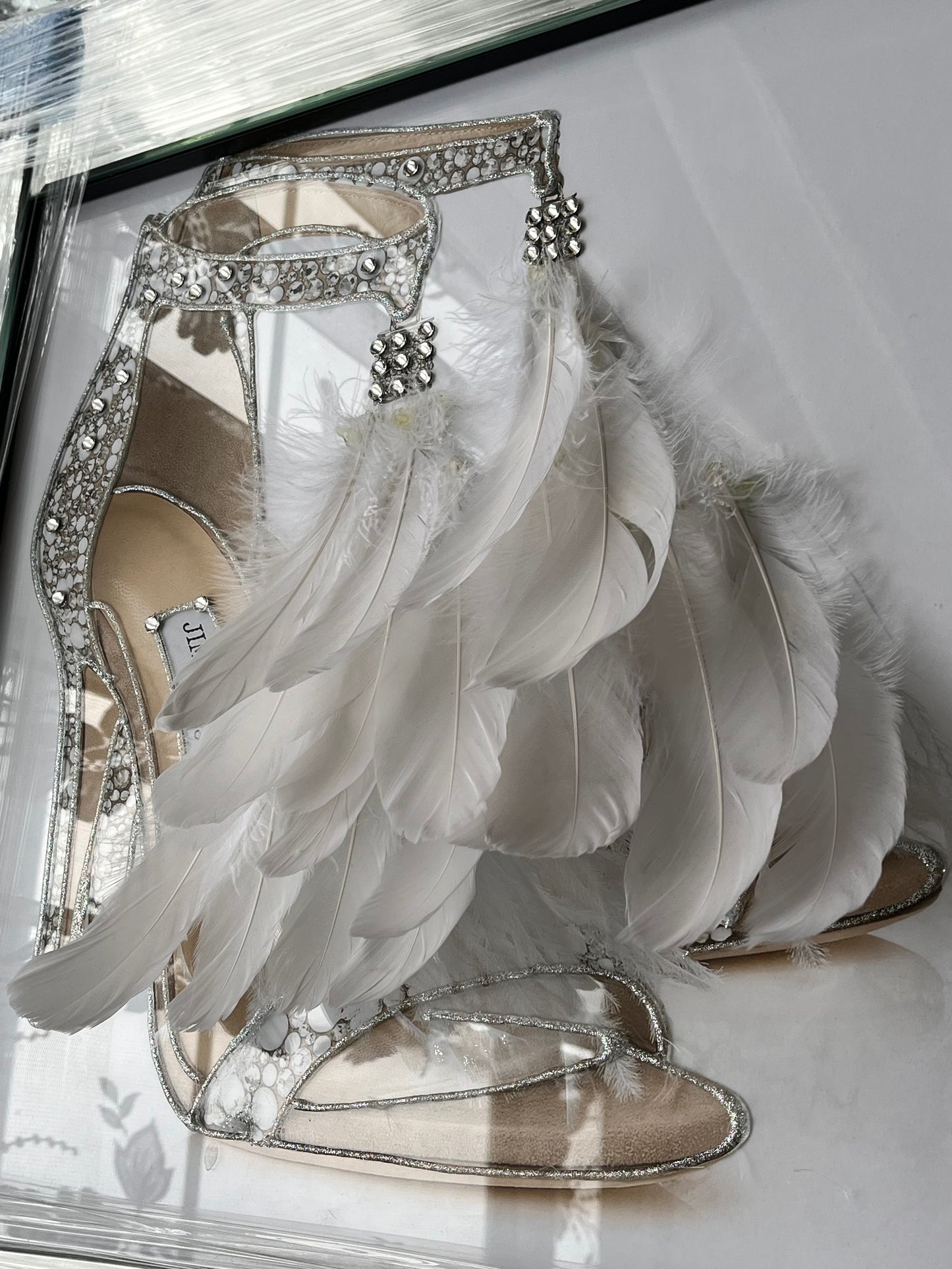 Large Mirrored Jimmy Choo Heels Feather Edition Photo Frame