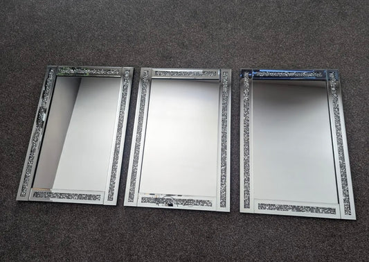 Diamond Crushed 3 Piece Set Wall Mirrors