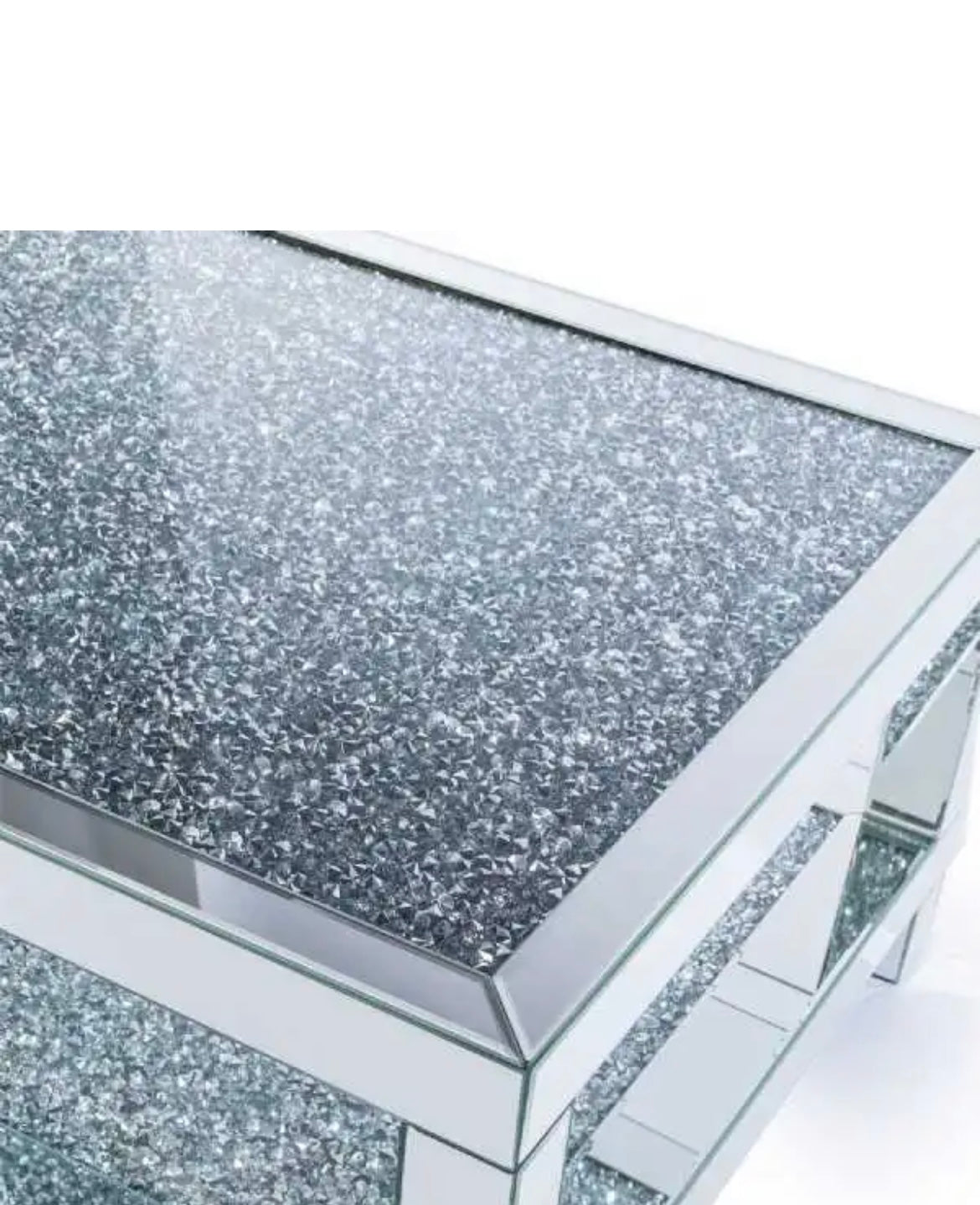Diamond Crushed Glass Mirrored Coffee Table