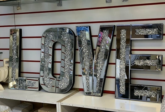 XL DIAMOND CRUSHED LOVE WALL SIGN
