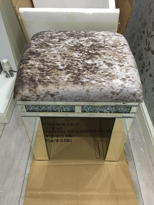 Diamond Crushed Fabric Stool