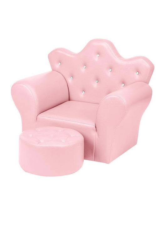 Crystal pink princess Children Armchair with Matching Stool