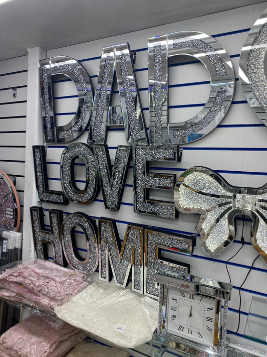 Diamond Crushed LOVE/HOME/DAD/MUM WALL SIGN