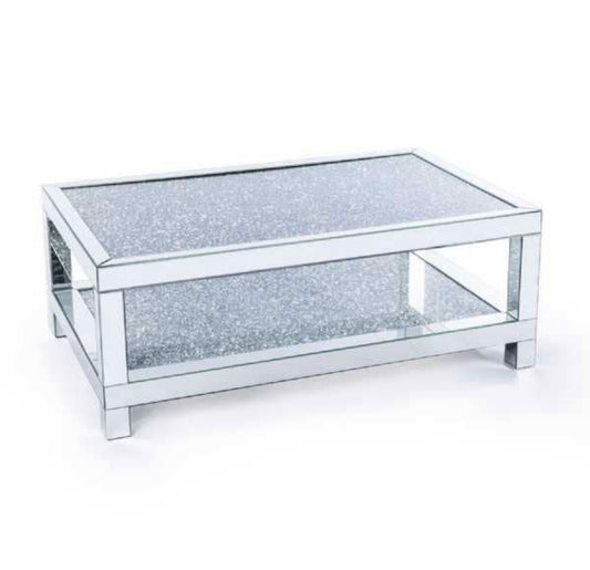 Diamond Crushed Glass Mirrored Coffee Table