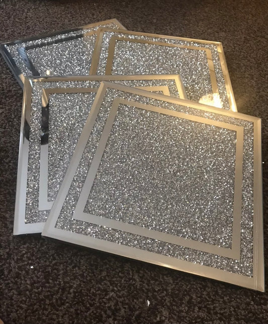 Diamond Crushed Mirrored placemats Set of 4