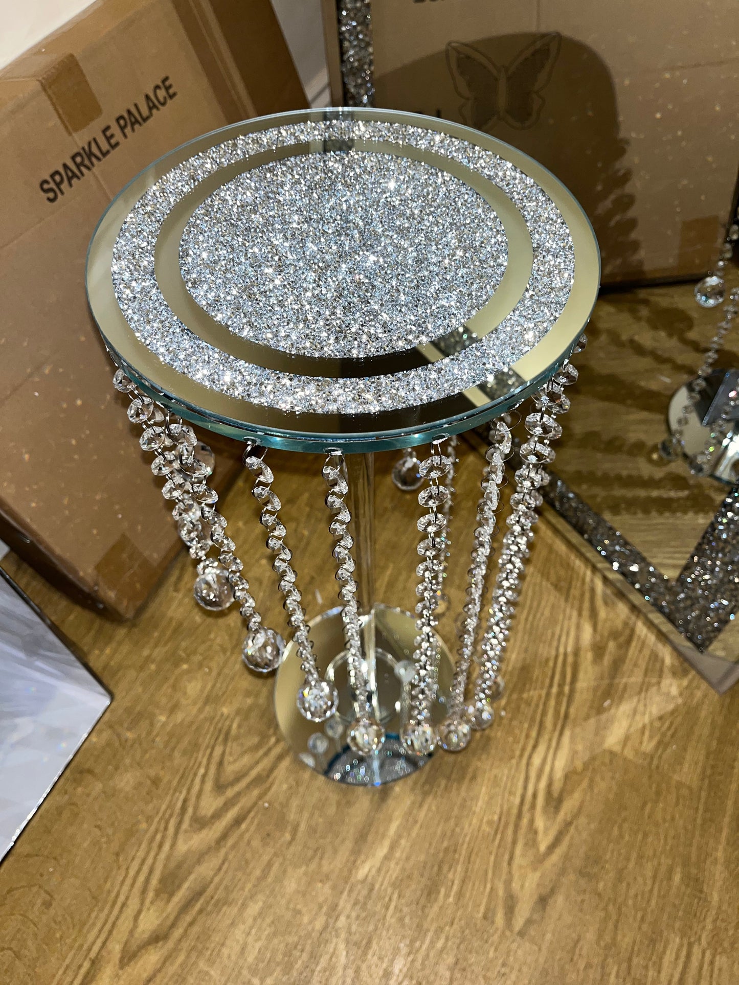 Diamond Crushed Mirrors Side Table Standard
