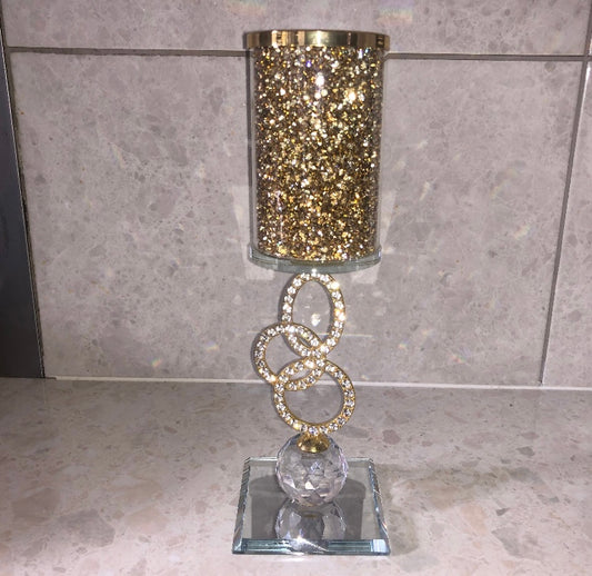 Diamond Crushed Unique Gold Candle holder