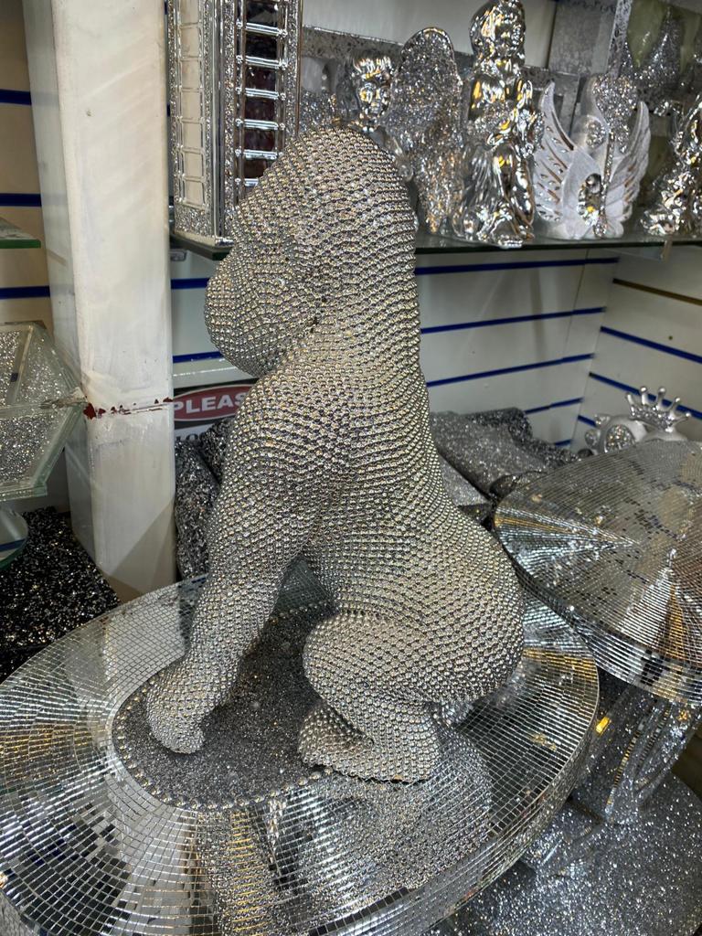 Crystal Silver Large Gorilla Home Sitter Decor