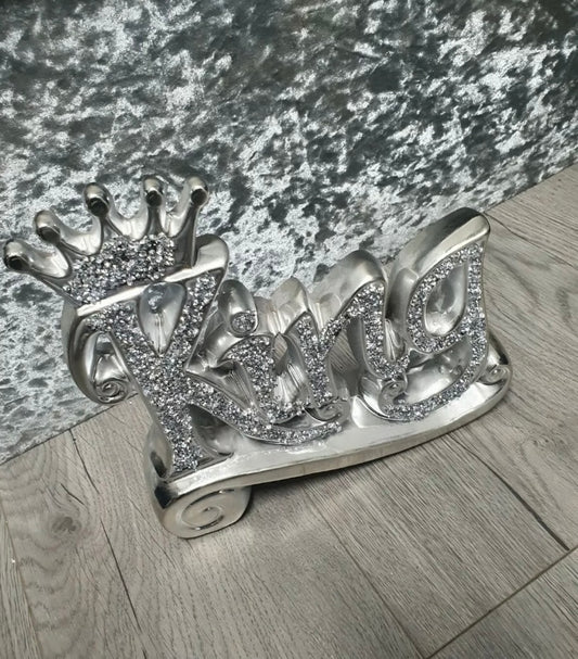DIAMOND CRUSHED KING & QUEEN ORNAMENTS