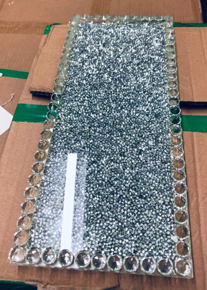 Diamond Crushed Salt & Pepper shakers with tray