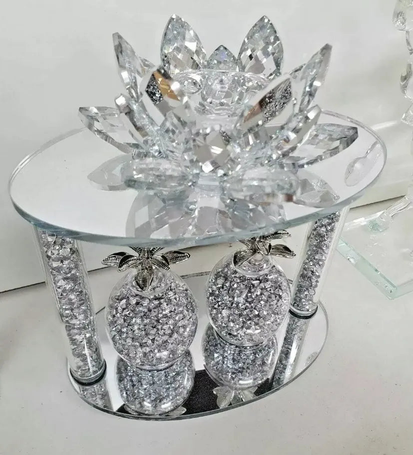 Diamond Crushed Candle Holder with Apples