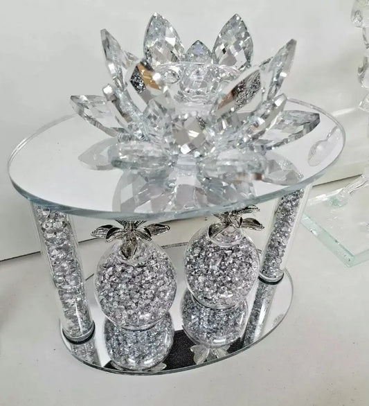 Diamond Crushed Candle Holder with Apples