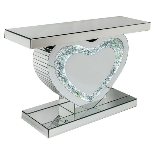 Crushed Diamond LED Heart Shape Console Table
