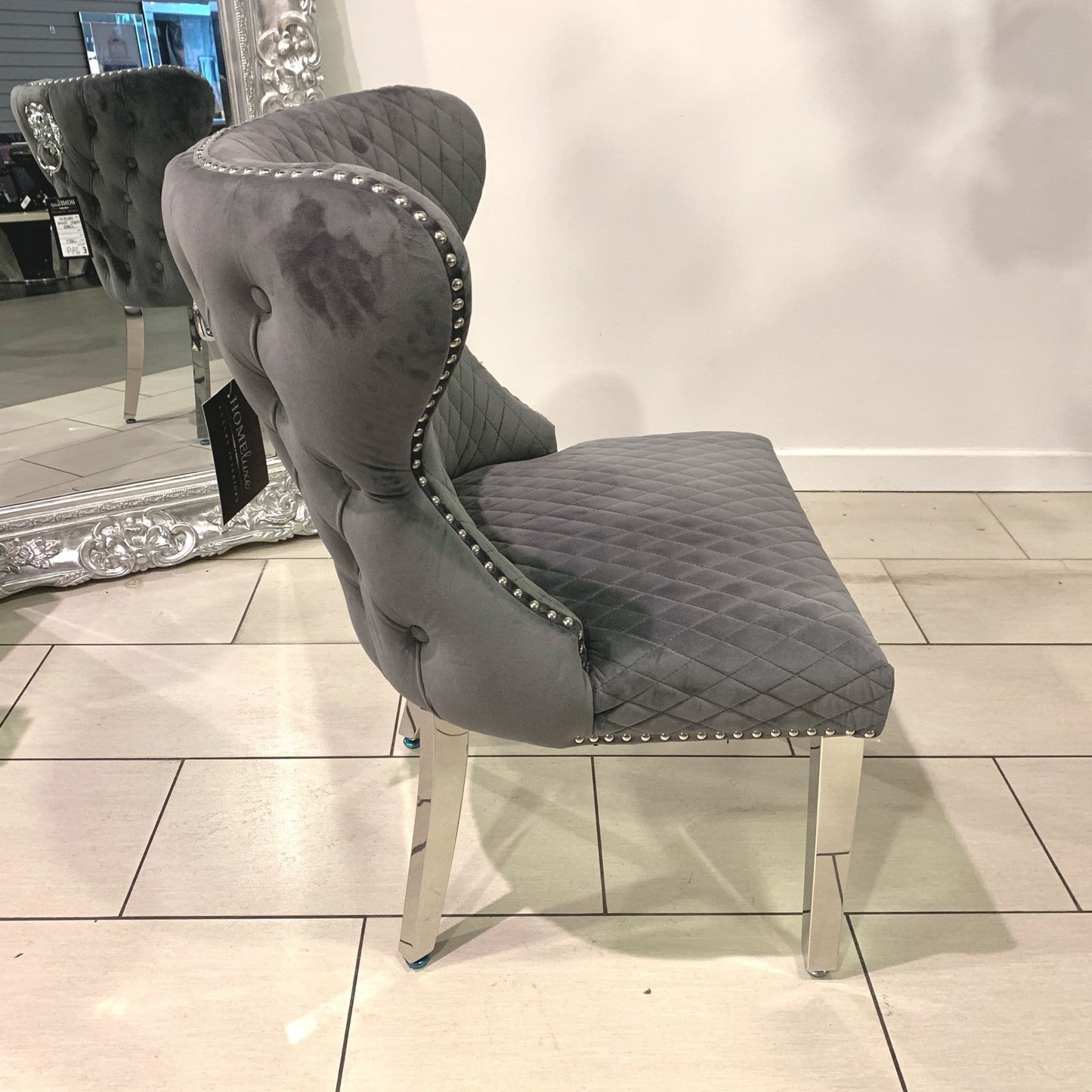 Twin Set Stunning Crushed Velvet Black Dining Chair