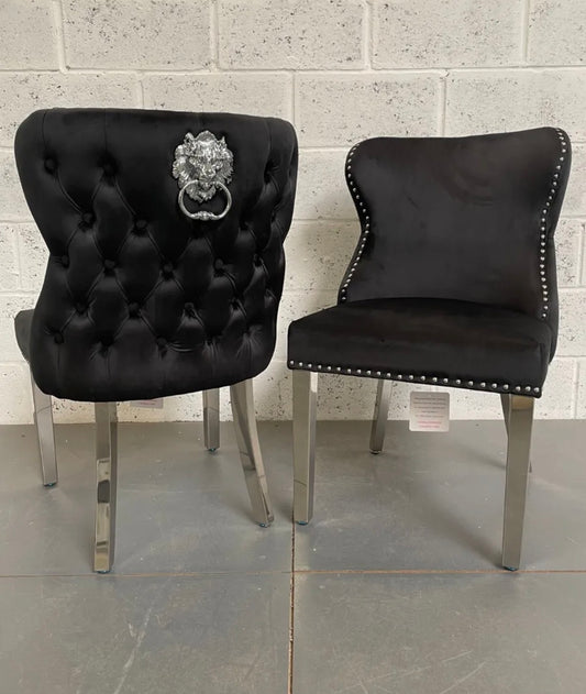 Twin Set Stunning Crushed Velvet Black Dining Chair