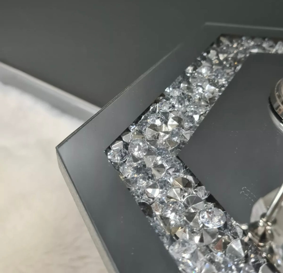 Crushed Diamond Mirrored Hexagon Side Table