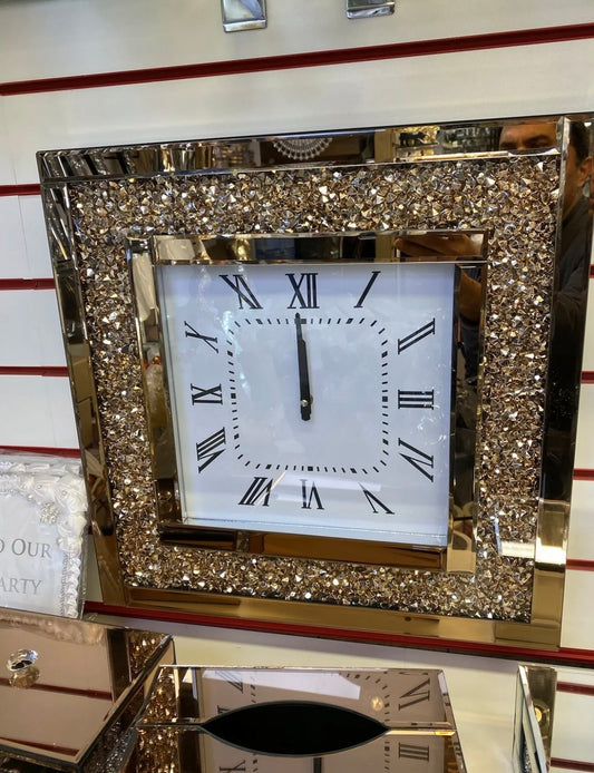 Diamond Crushed RoseGold 50cmx50cm CLOCK