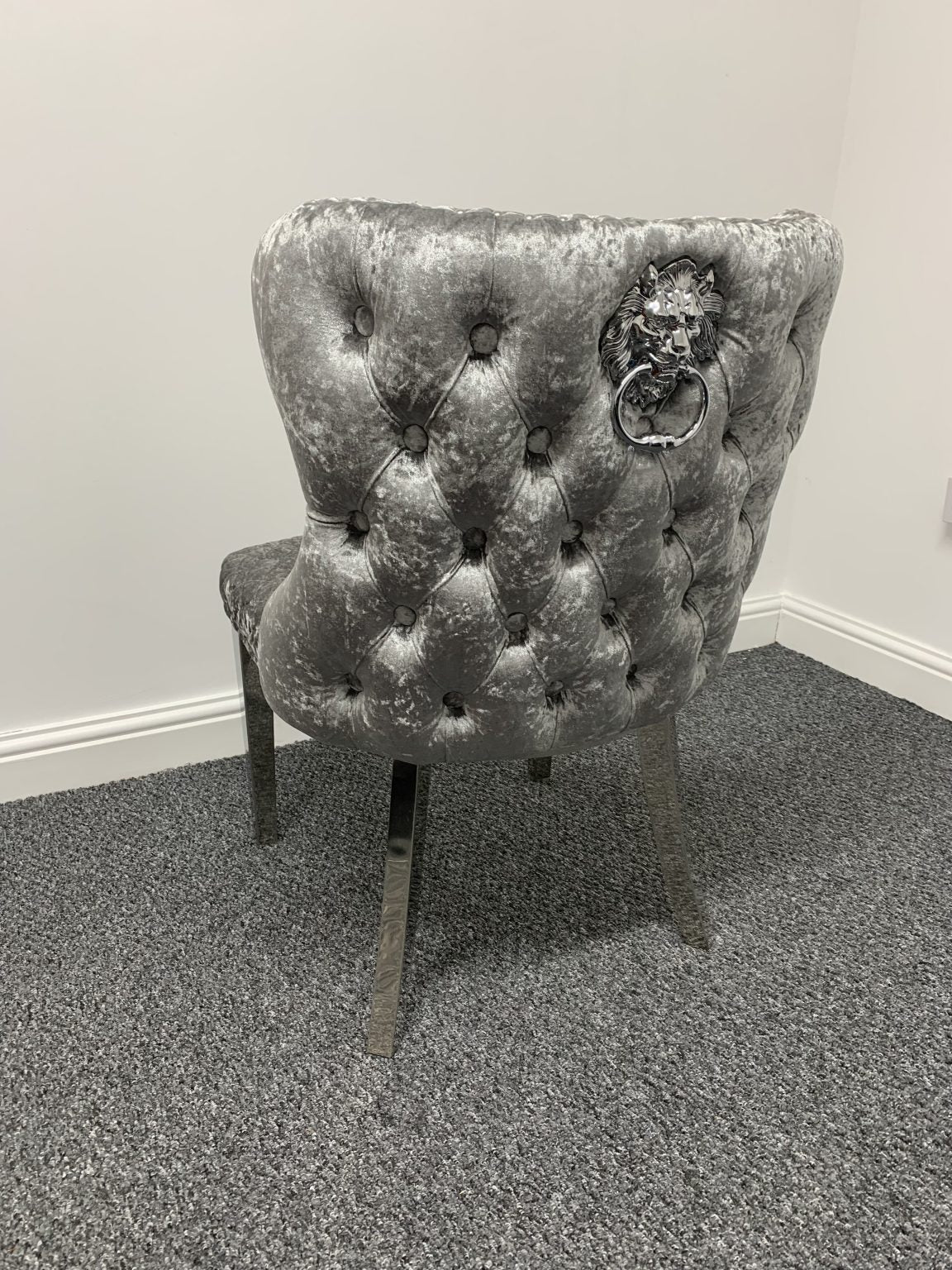 Stunning Crushed Velvet Grey Dinning Chair