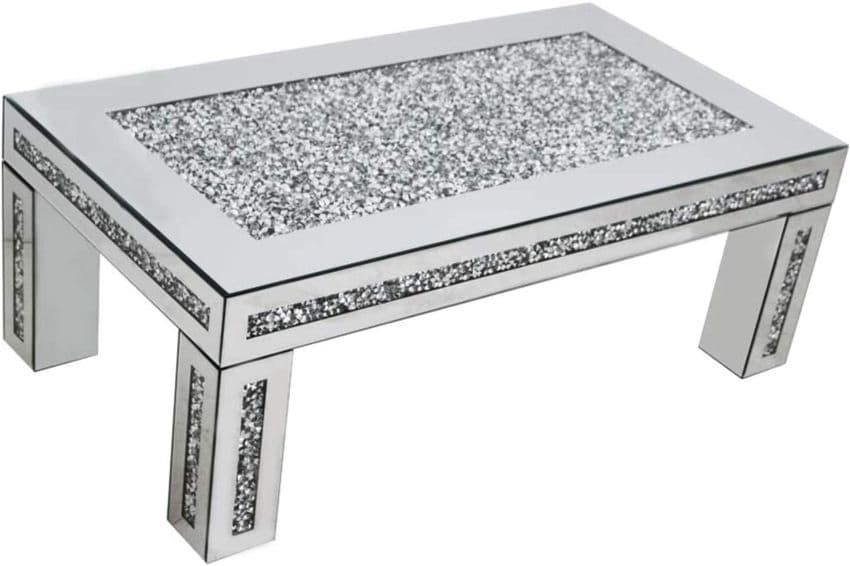 Diamond Crushed Mirrored Rectangular Coffee Center Table