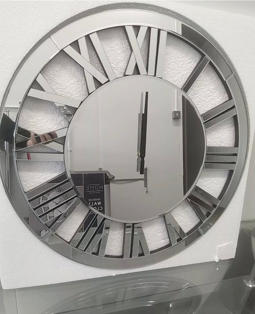 XXL STRONG MIRROR GLASS CLOCK