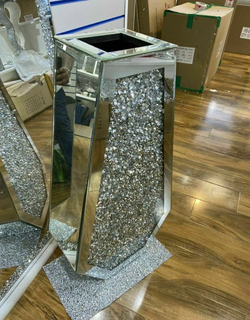 Diamond Crushed Large Filled Mirrored Floor Vase