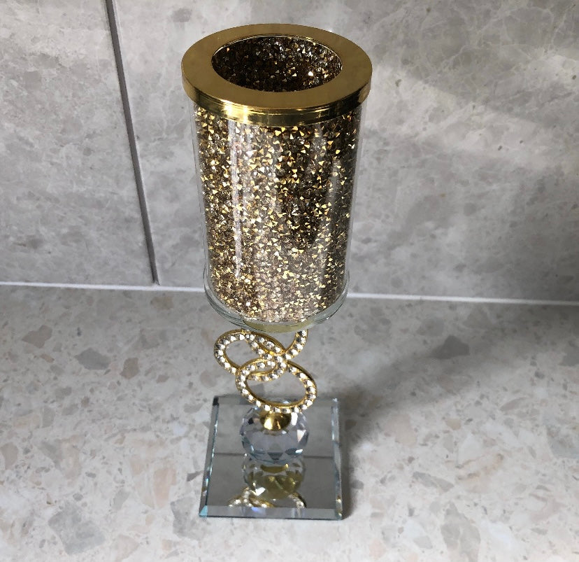 Diamond Crushed Unique Gold Candle holder
