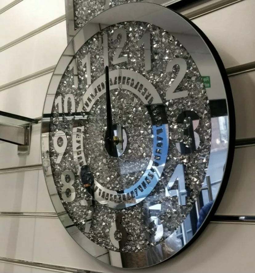 Diamond Crushed Mirror Clock 40 x 40 cm