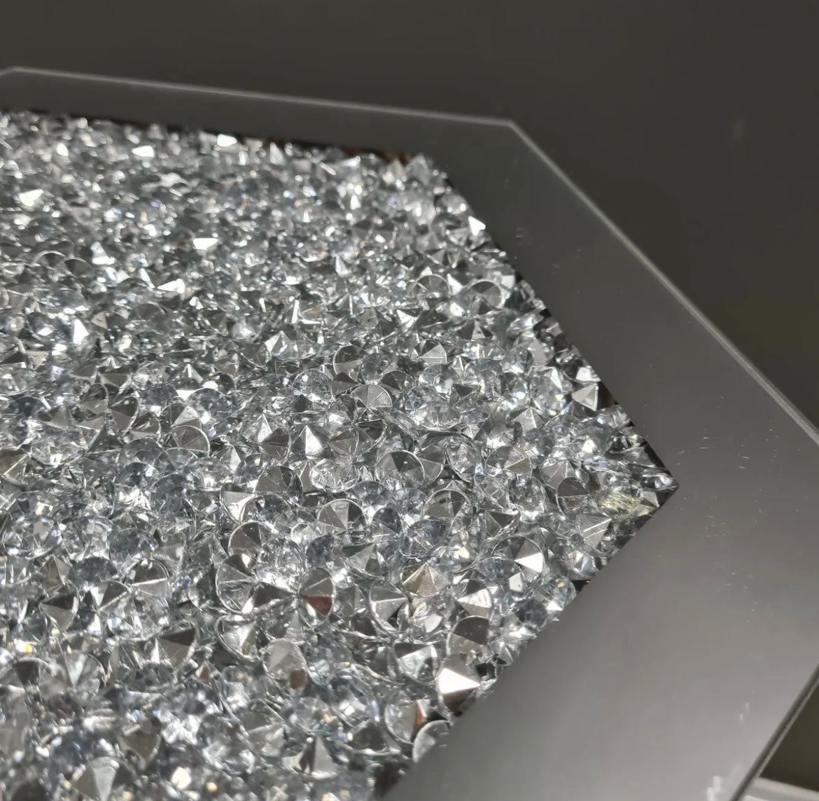 Crushed Diamond Mirrored Hexagon Side Table