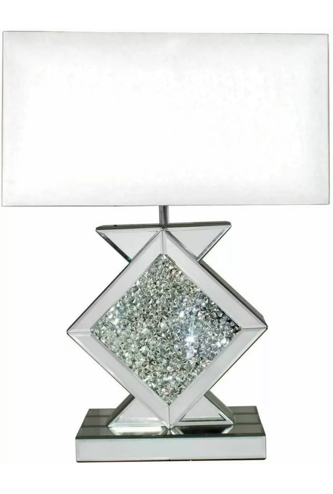 Diamond Crushed Diamond Shaped Mirrored Lamp