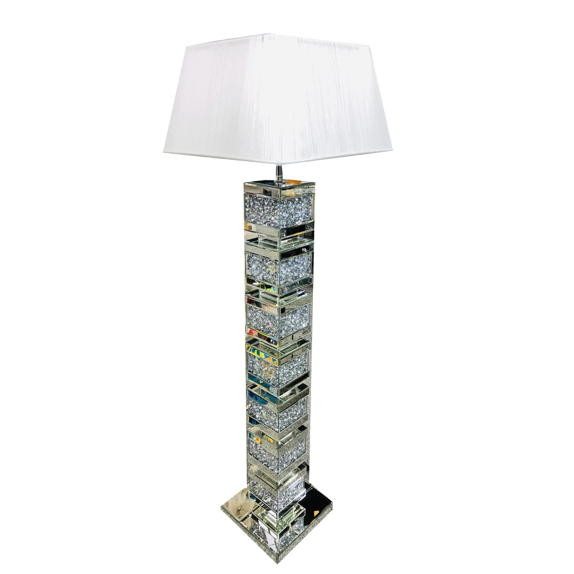 Diamond Crushed Mirrored Glass Layered Floor lamp