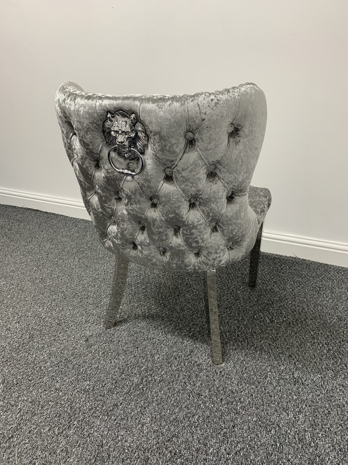 Stunning Crushed Velvet Grey Dinning Chair