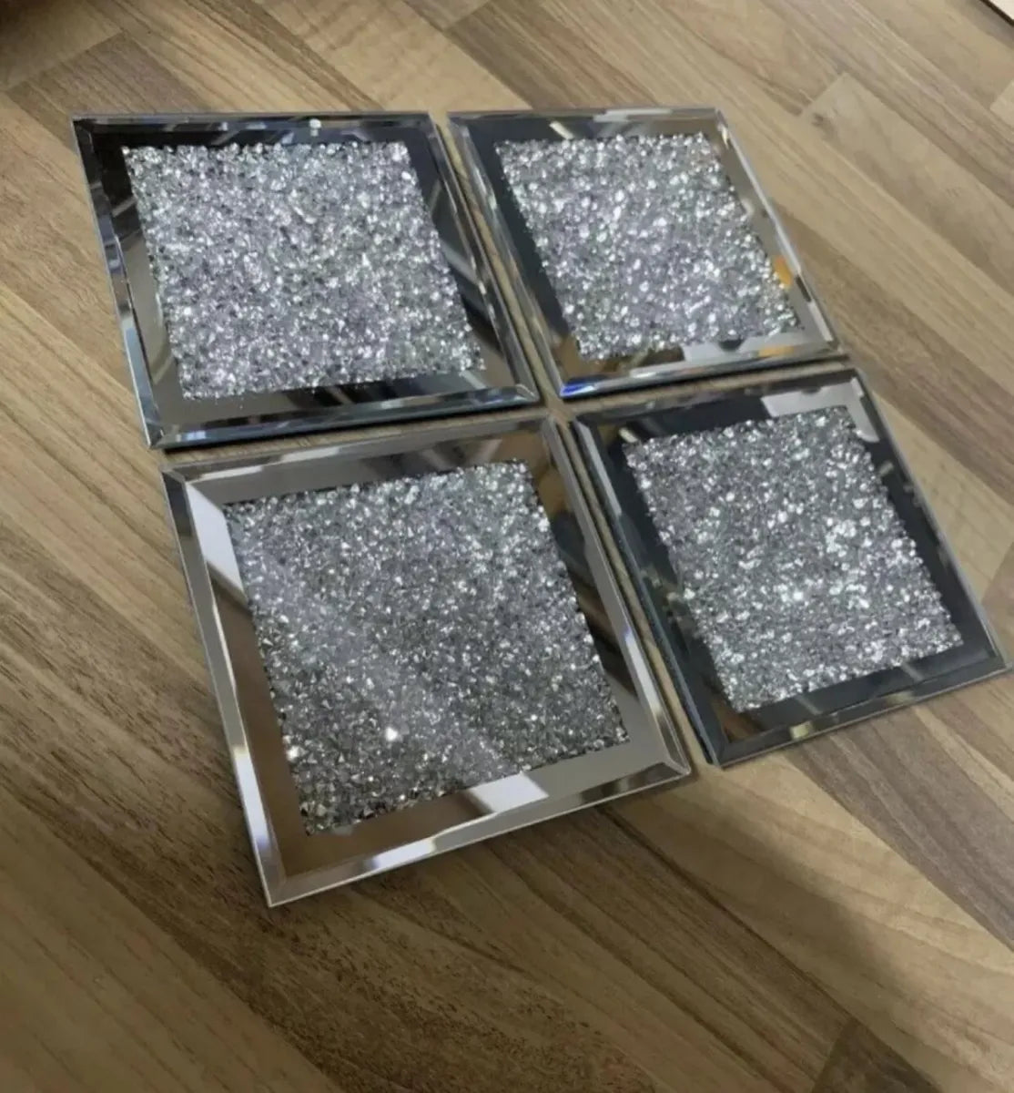 Stunning 4 Pcs Diamond Crushed Coasters