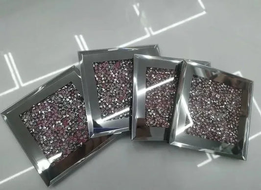 Stunning 4 Pcs Pink Mirror coasters