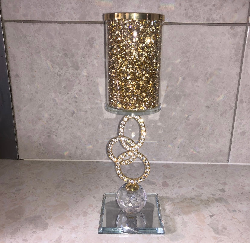 Diamond Crushed Unique Gold Candle holder