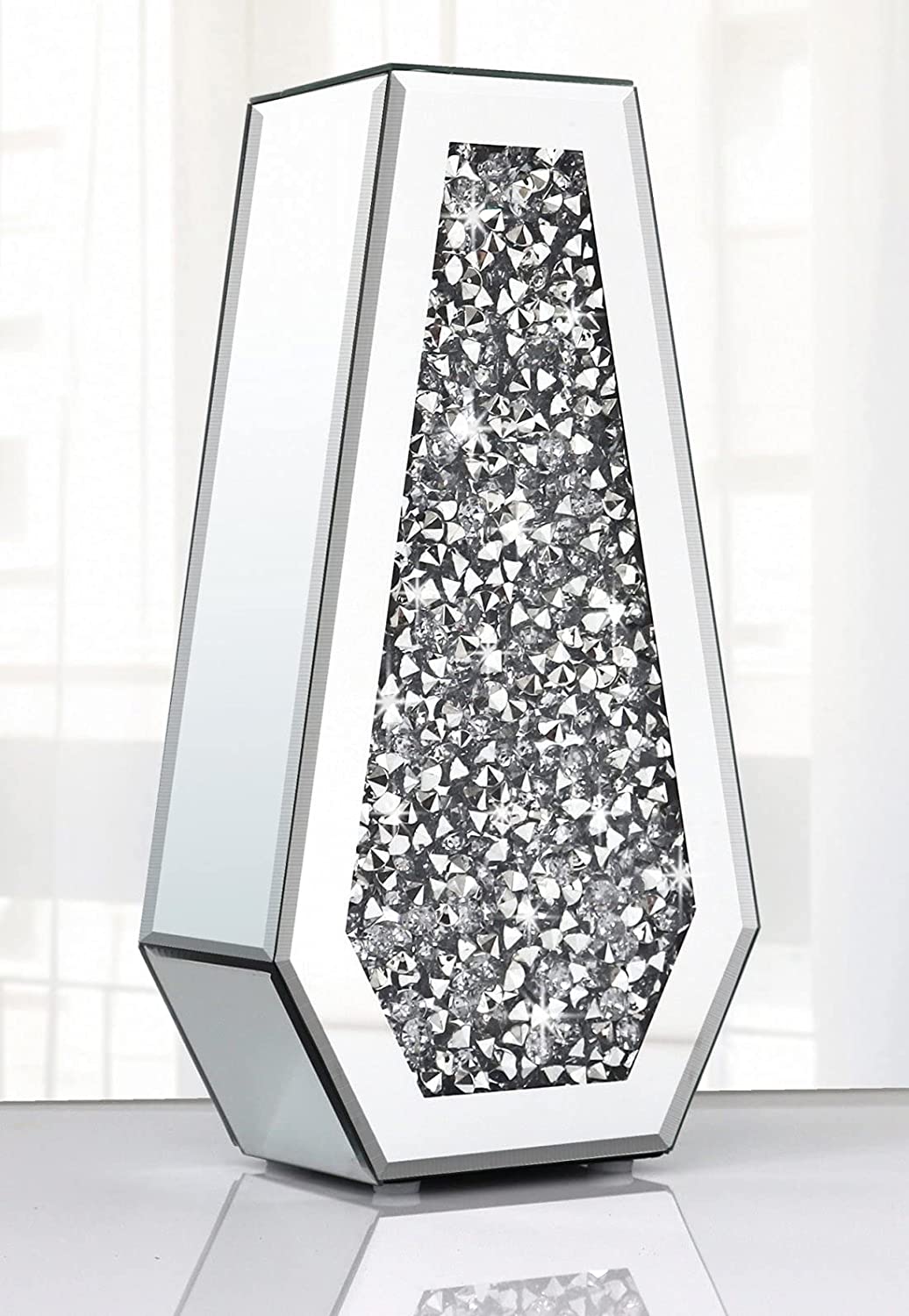 Diamond Crushed Large Filled Mirrored Floor Vase